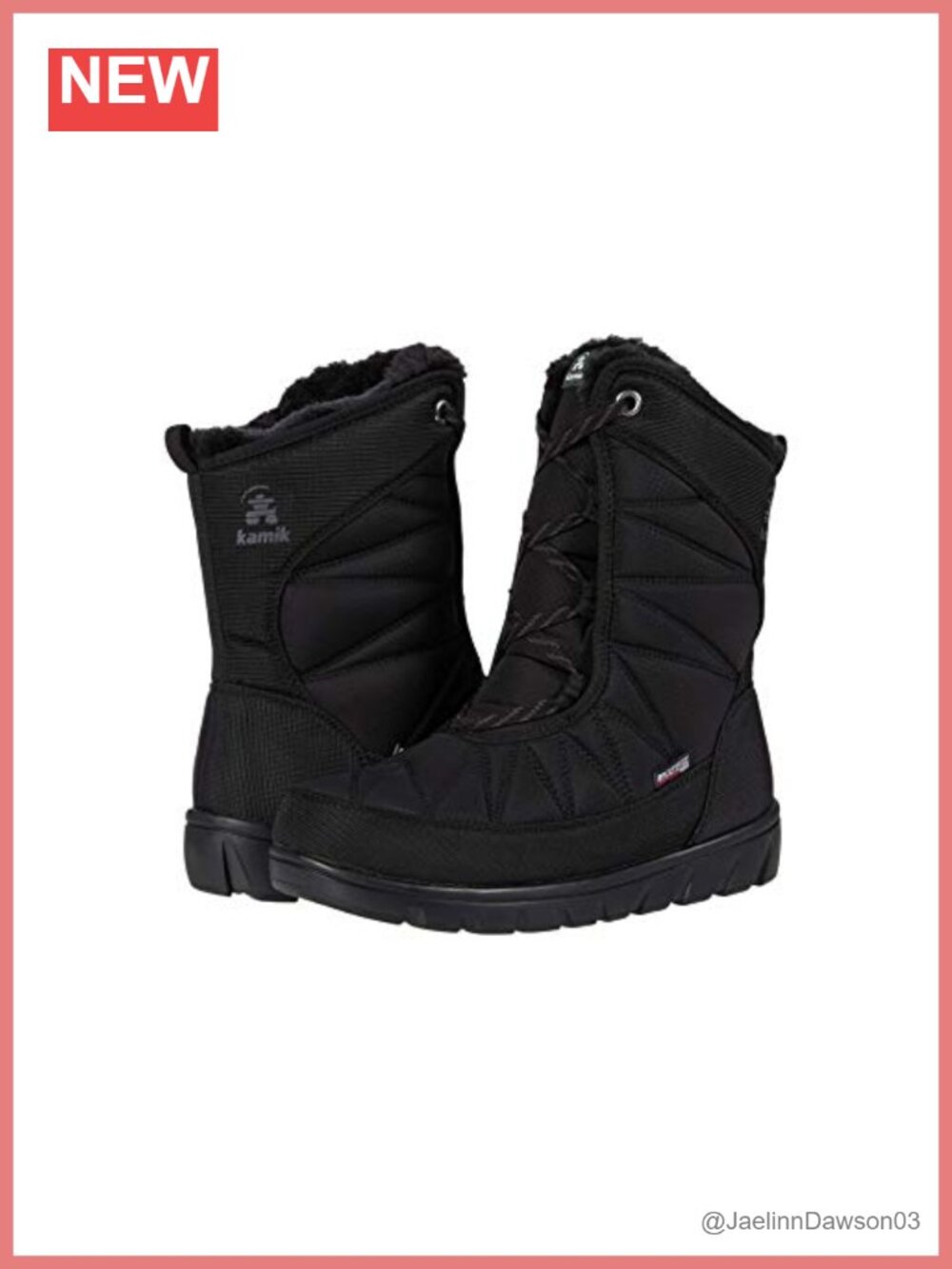 Women's Waterproof Snow Boots Calf High with Faux Fur Collar 150g Insulation